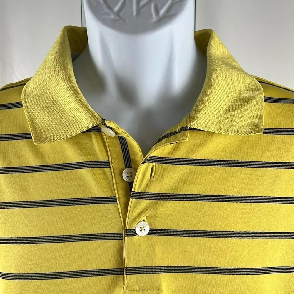 Adidas ClimaCool Wicking Golf Polo Short Sleeve Shirt Men’s Large Yellow Navy